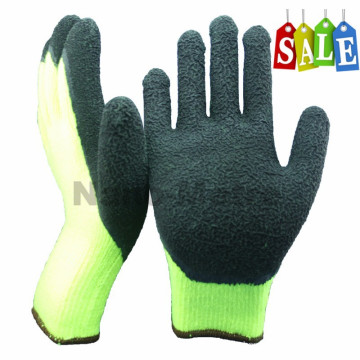 NMSAFETY 7-Gauge-Hi-Viz-Windel-Acryl-Liner beschichtetes Schaumlatex auf Handschutzhandschuhen